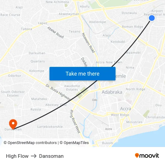 High Flow to Dansoman map