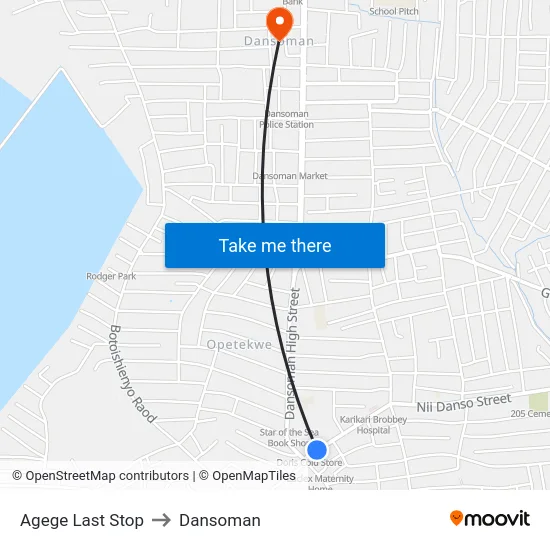 Agege Last Stop to Dansoman map