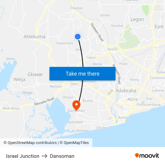 Israel Junction to Dansoman map