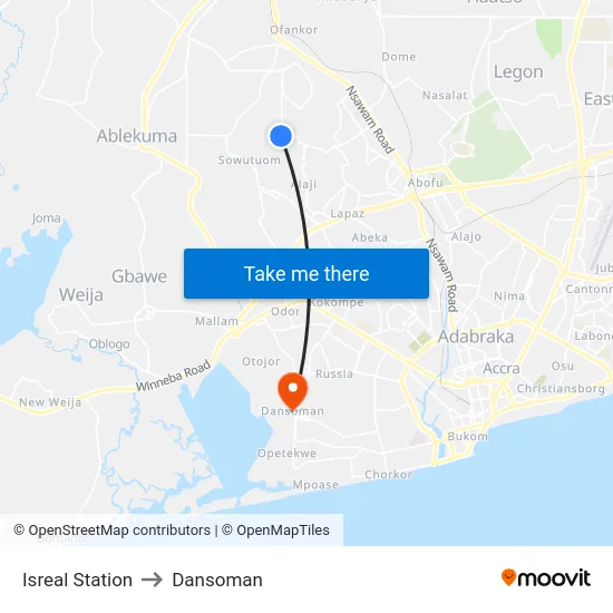Isreal Station to Dansoman map