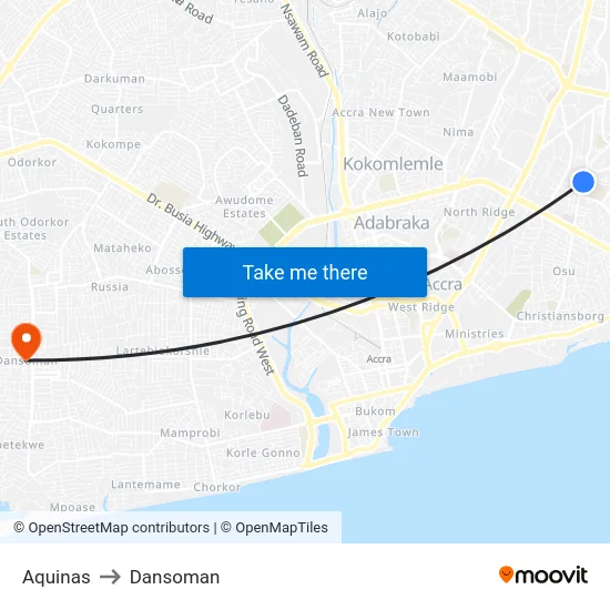 Aquinas to Dansoman map