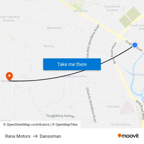 Rana Motors to Dansoman map