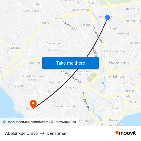 Abelenkpe Curve to Dansoman map