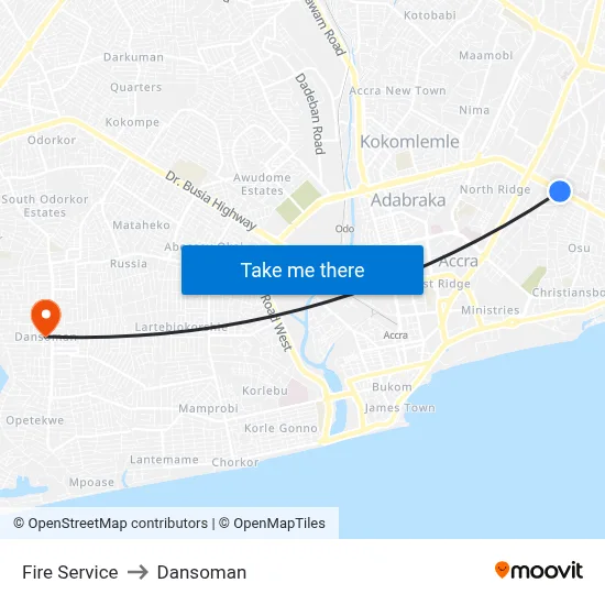 Fire Service to Dansoman map
