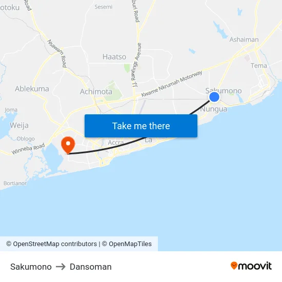 Sakumono to Dansoman map