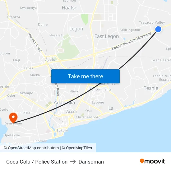 Coca-Cola / Police Station to Dansoman map