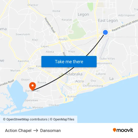 Action Chapel to Dansoman map