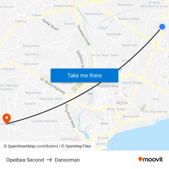 Opeibea Second to Dansoman map