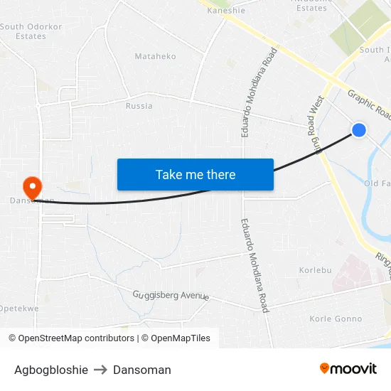 Agbogbloshie to Dansoman map