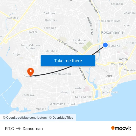 P.T.C to Dansoman map