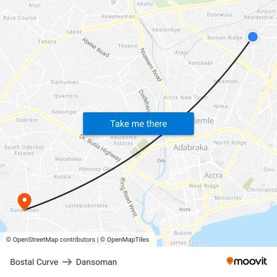 Bostal Curve to Dansoman map