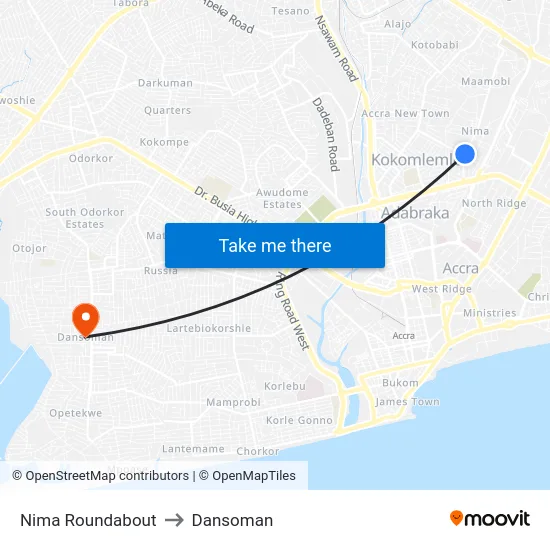 Nima Roundabout to Dansoman map