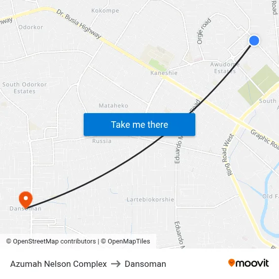Azumah Nelson Complex to Dansoman map