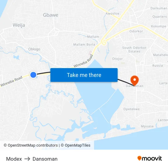 Modex to Dansoman map