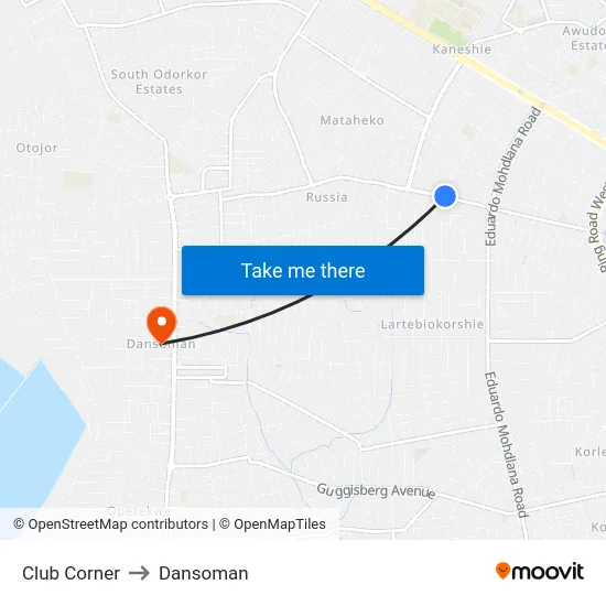 Club Corner to Dansoman map