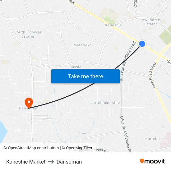 Kaneshie Market to Dansoman map