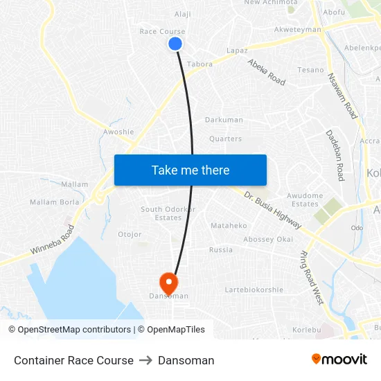 Container Race Course to Dansoman map