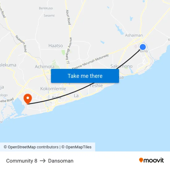 Community 8 to Dansoman map