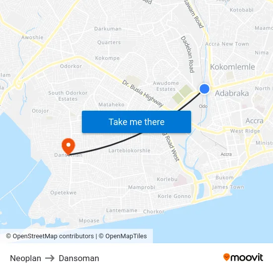 Neoplan to Dansoman map