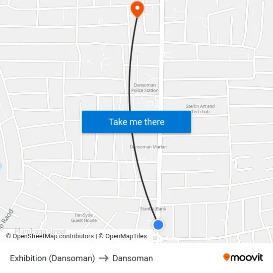 Exhibition (Dansoman) to Dansoman map