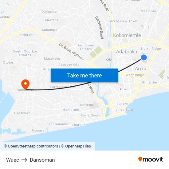 Waec to Dansoman map
