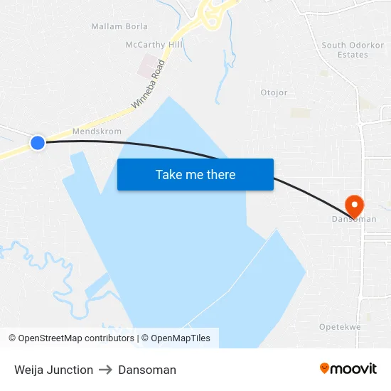 Weija Junction to Dansoman map