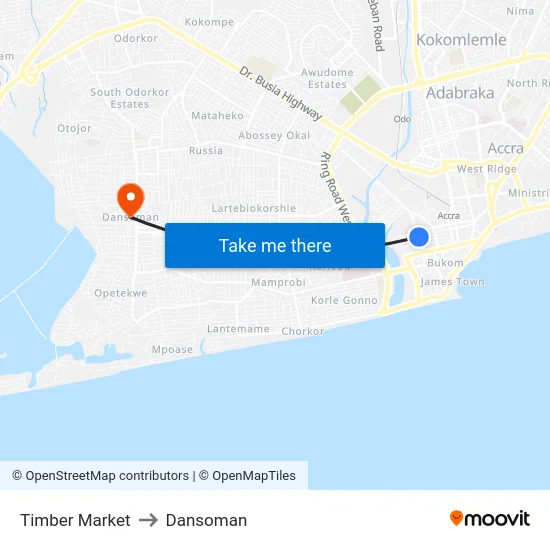 Timber Market to Dansoman map