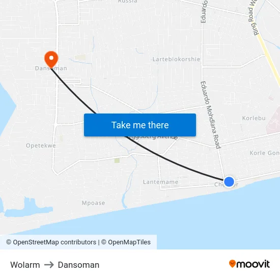 Wolarm to Dansoman map