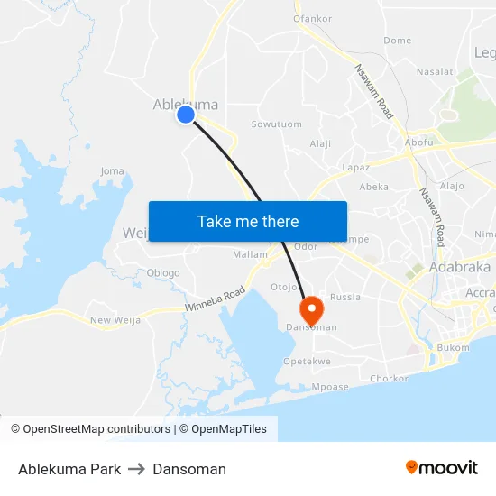 Ablekuma Park to Dansoman map
