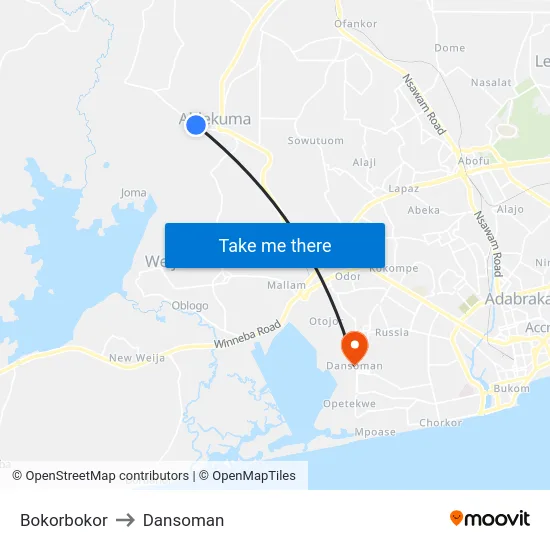 Bokorbokor to Dansoman map
