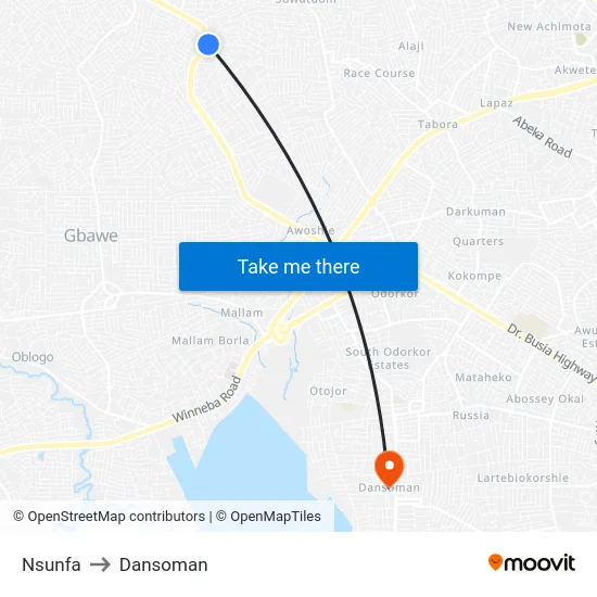 Nsunfa to Dansoman map