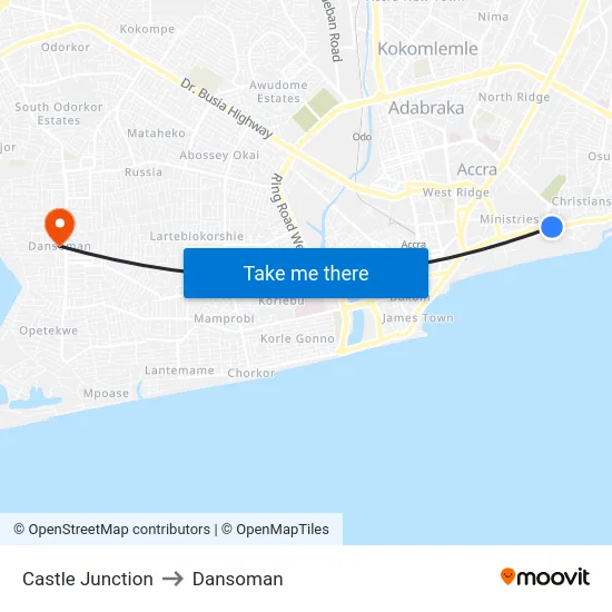 Castle Junction to Dansoman map