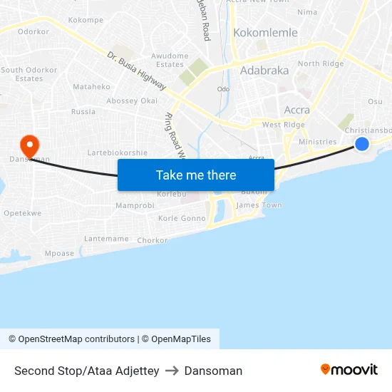 Second Stop/Ataa Adjettey to Dansoman map