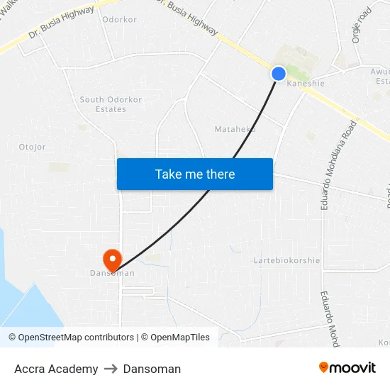 Accra Academy to Dansoman map