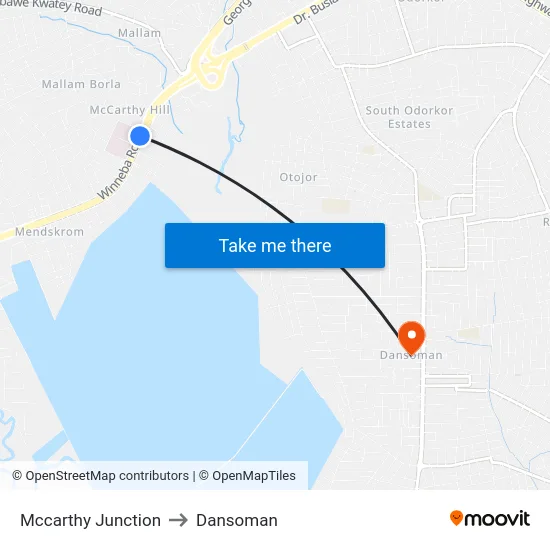 Mccarthy Junction to Dansoman map