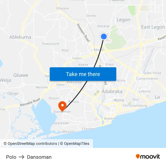 Polo to Dansoman map