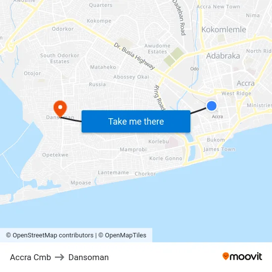 Accra Cmb to Dansoman map