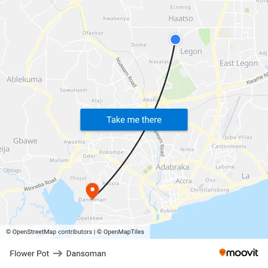 Flower Pot to Dansoman map