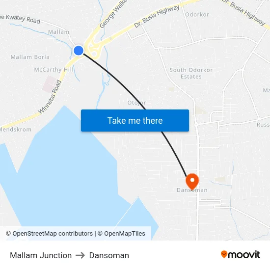 Mallam Junction to Dansoman map