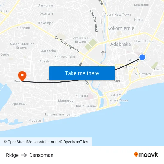 Ridge to Dansoman map
