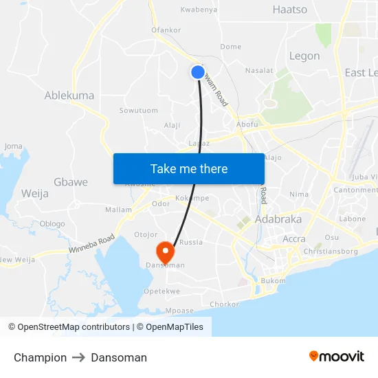 Champion to Dansoman map