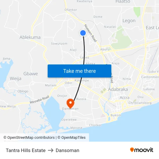 Tantra Hills Estate to Dansoman map