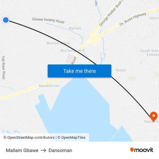 Mallam Gbawe to Dansoman map
