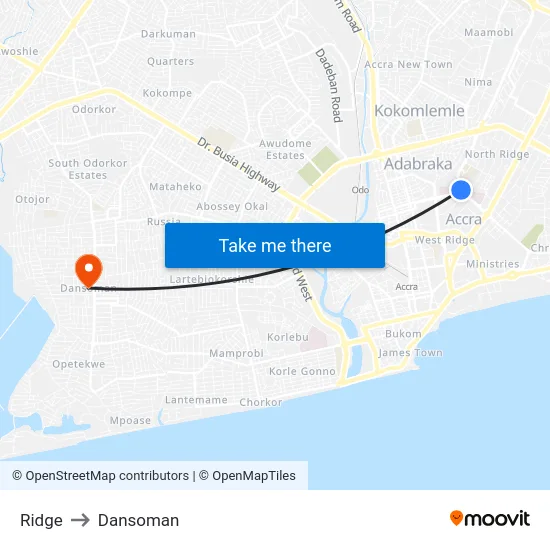 Ridge to Dansoman map