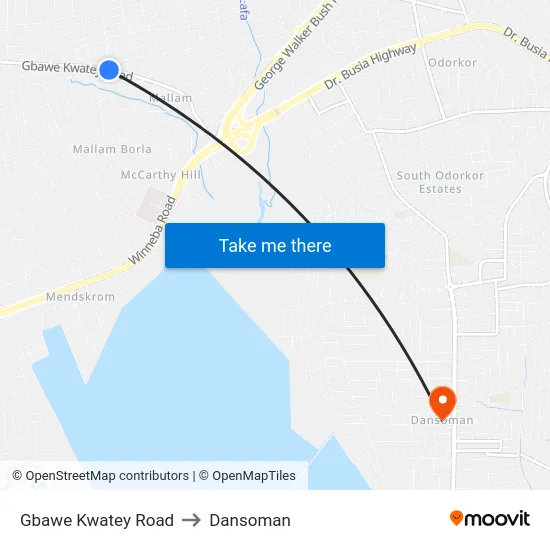 Gbawe Kwatey Road to Dansoman map