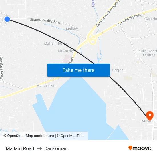 Mallam Road to Dansoman map