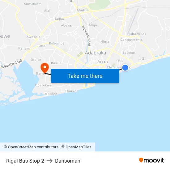 Rigal Bus Stop 2 to Dansoman map