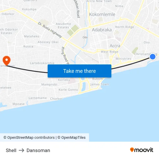 Shell to Dansoman map