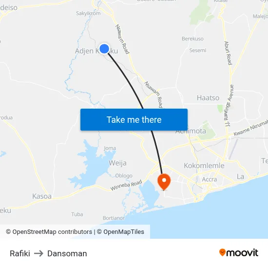 Rafiki to Dansoman map