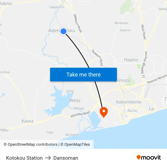 Kotokou Station to Dansoman map